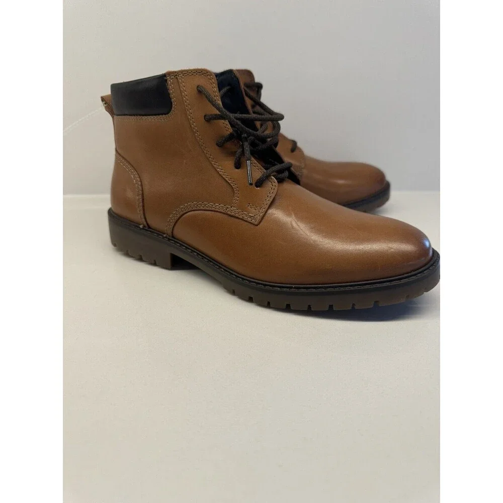 JONHSON & MURPHY boots Patterson Brown genuine Leather Lace Up Boy's youth 4M